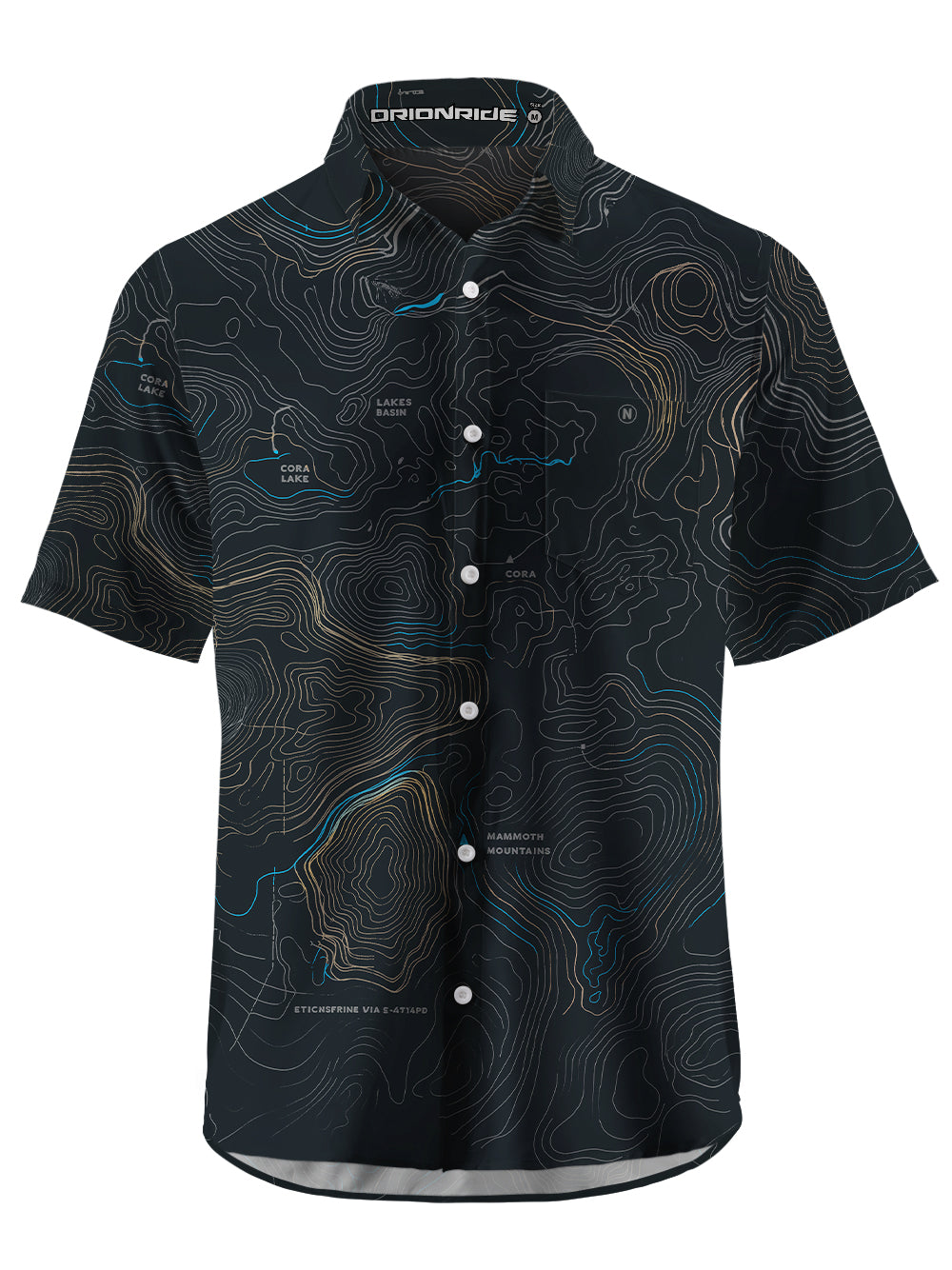 Orionride Panoramic Map Zipper Pockets Ultra Lightweight Short Sleeves Gravel Shirt