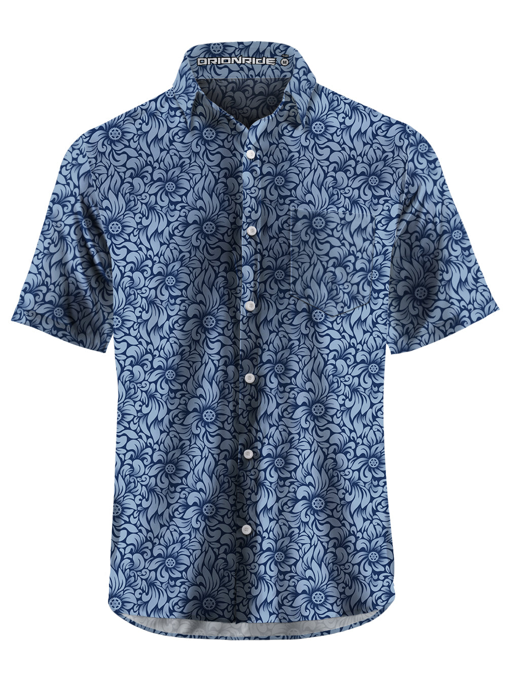 Orionride Swaying Flowers Zipper Pockets Ultra Lightweight Short Sleeves Gravel Shirt