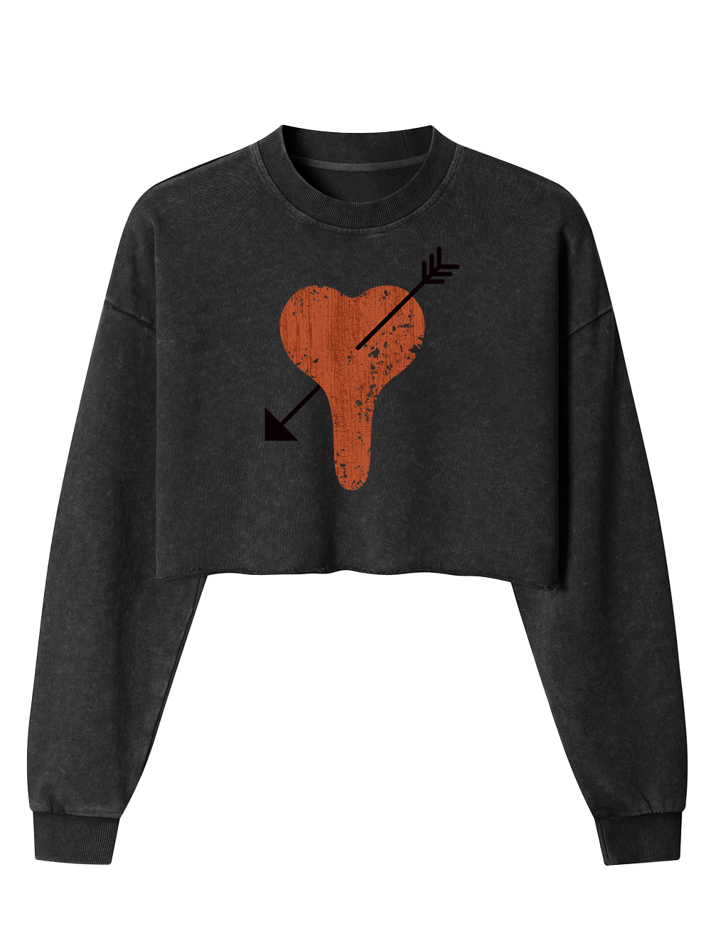 Orionride Heart-Shaped Seat Cushion Women's Washed Crop Sweatshirt