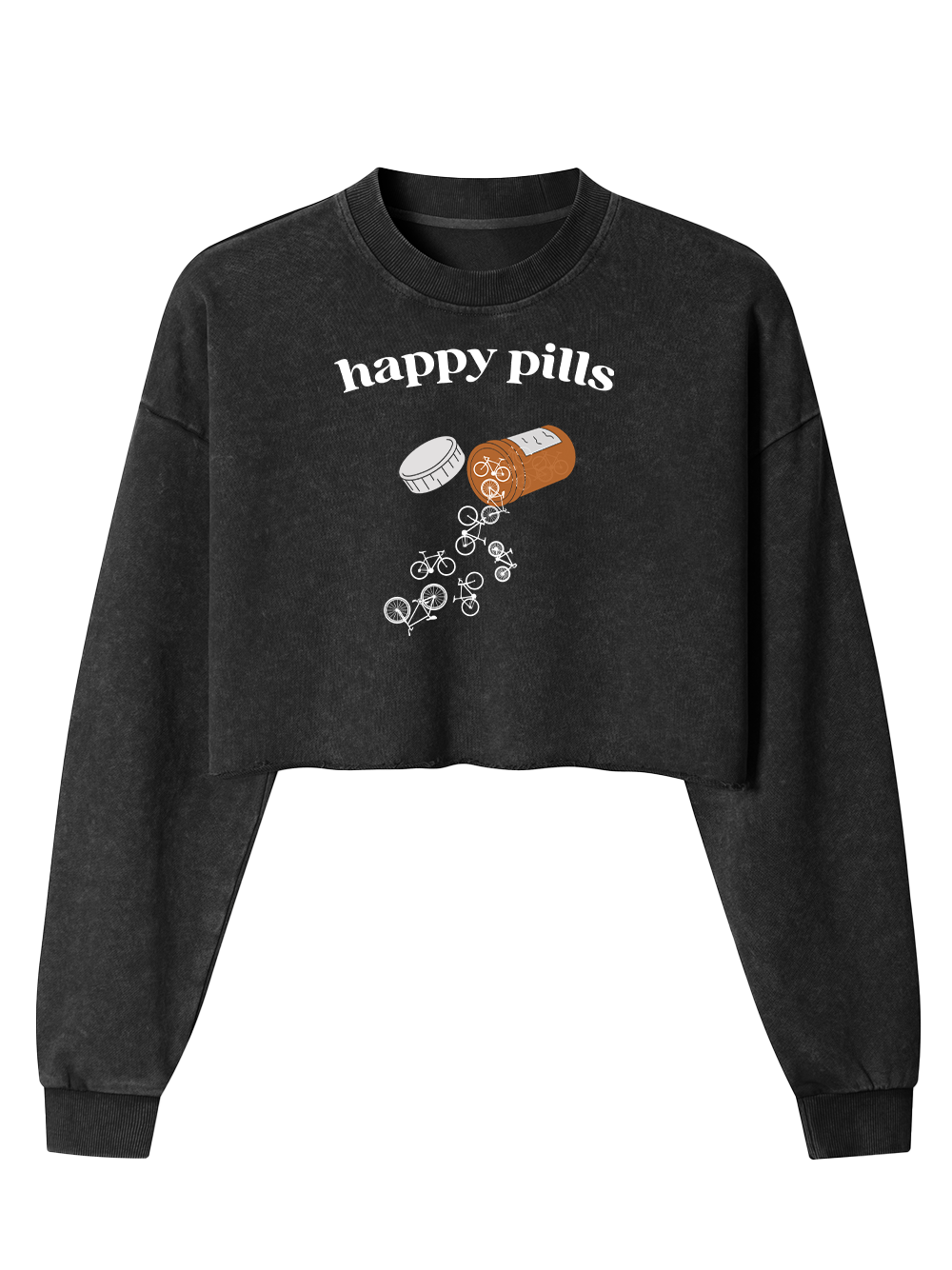 Orionride Happy Pills Women's Washed Crop Sweatshirt