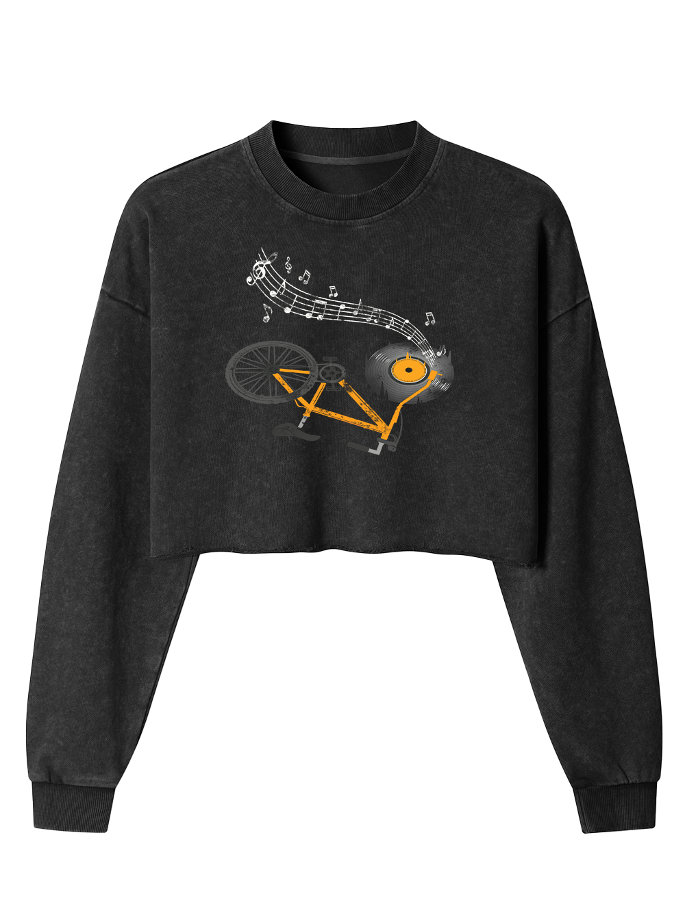 Orionride Record Bicycle Women's Washed Crop Sweatshirt