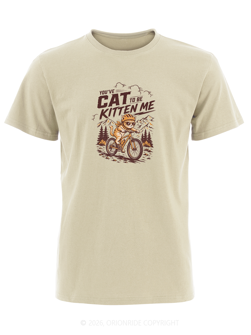 Orionride Whimsical Trail Cat Short Sleeves Bike T-Shirt