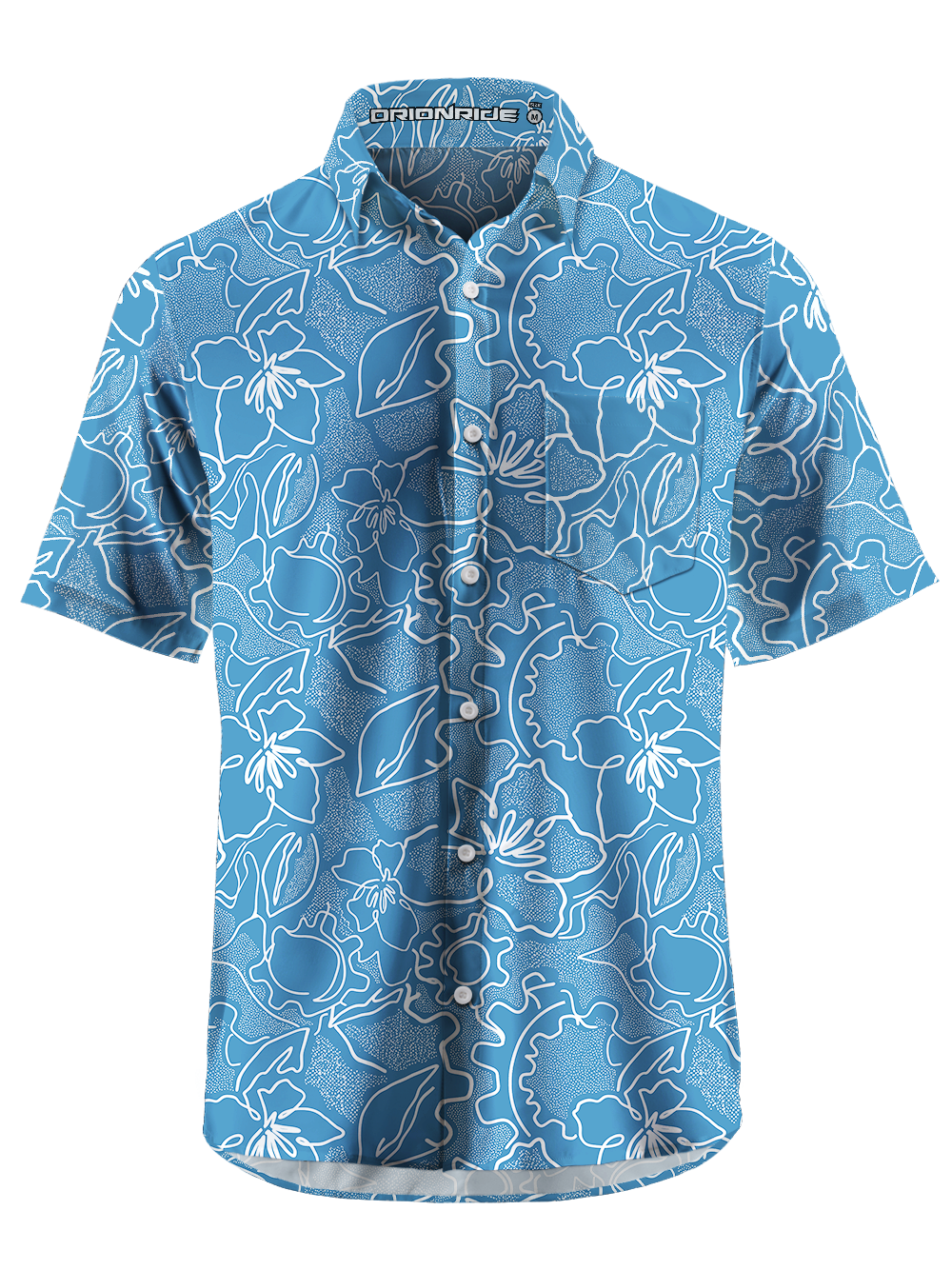 Orionride Tropical Leaves Zipper Pockets Ultra Lightweight Short Sleeves Gravel Shirt