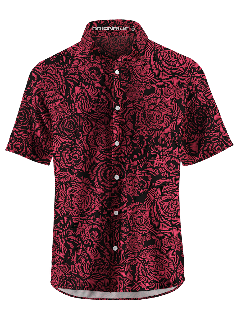 Orionride Rose Outline Zipper Pockets Ultra Lightweight Short Sleeves Gravel Shirt