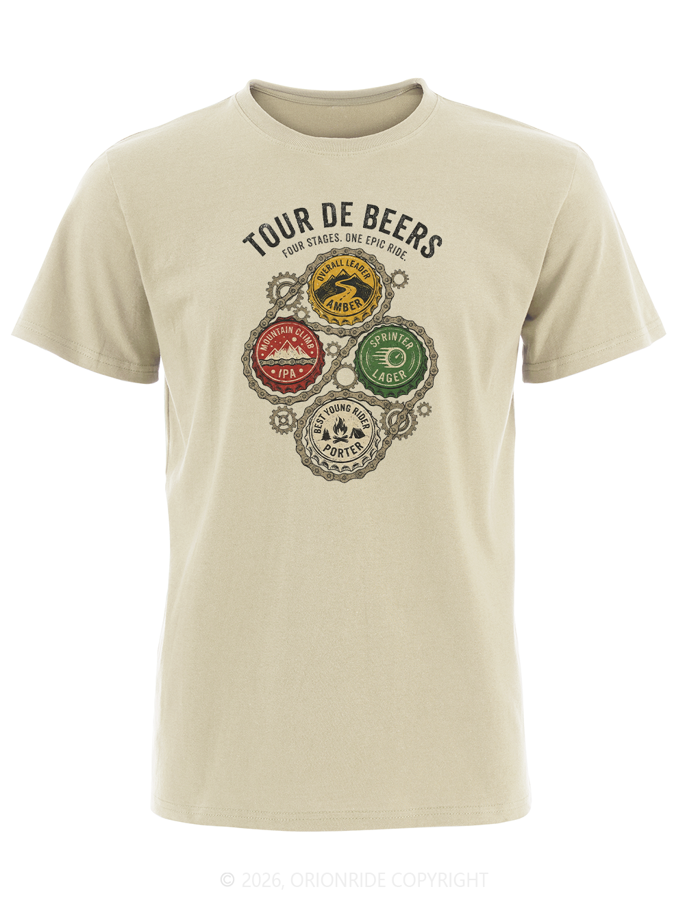 Orionride Colorful Beer Caps Short Sleeves Bike T-Shirt