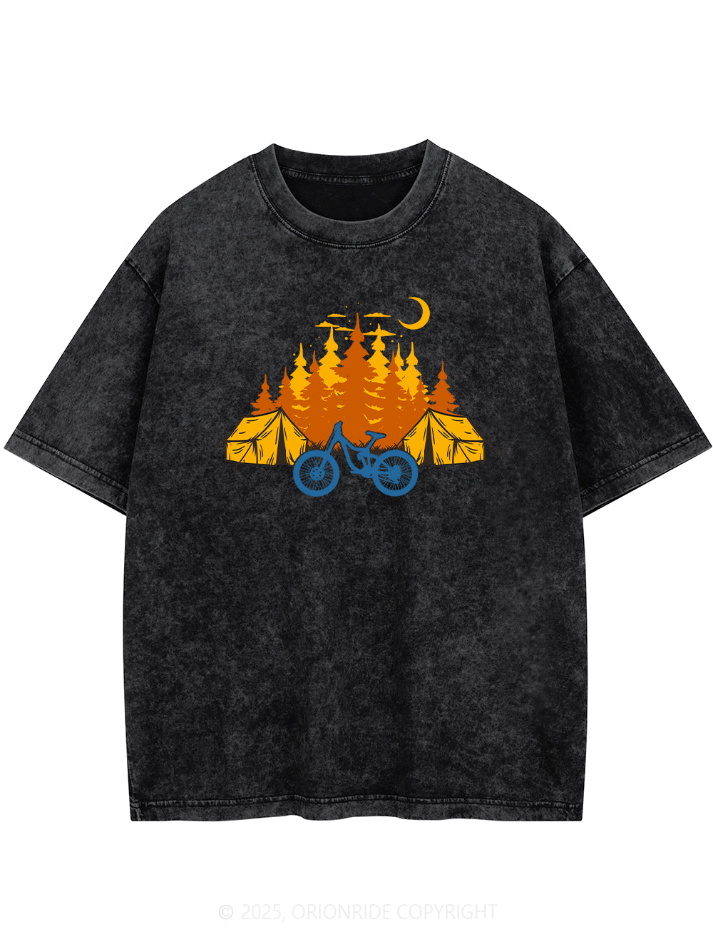 Orionride Camping Short Sleeves Bike Washed T-Shirt