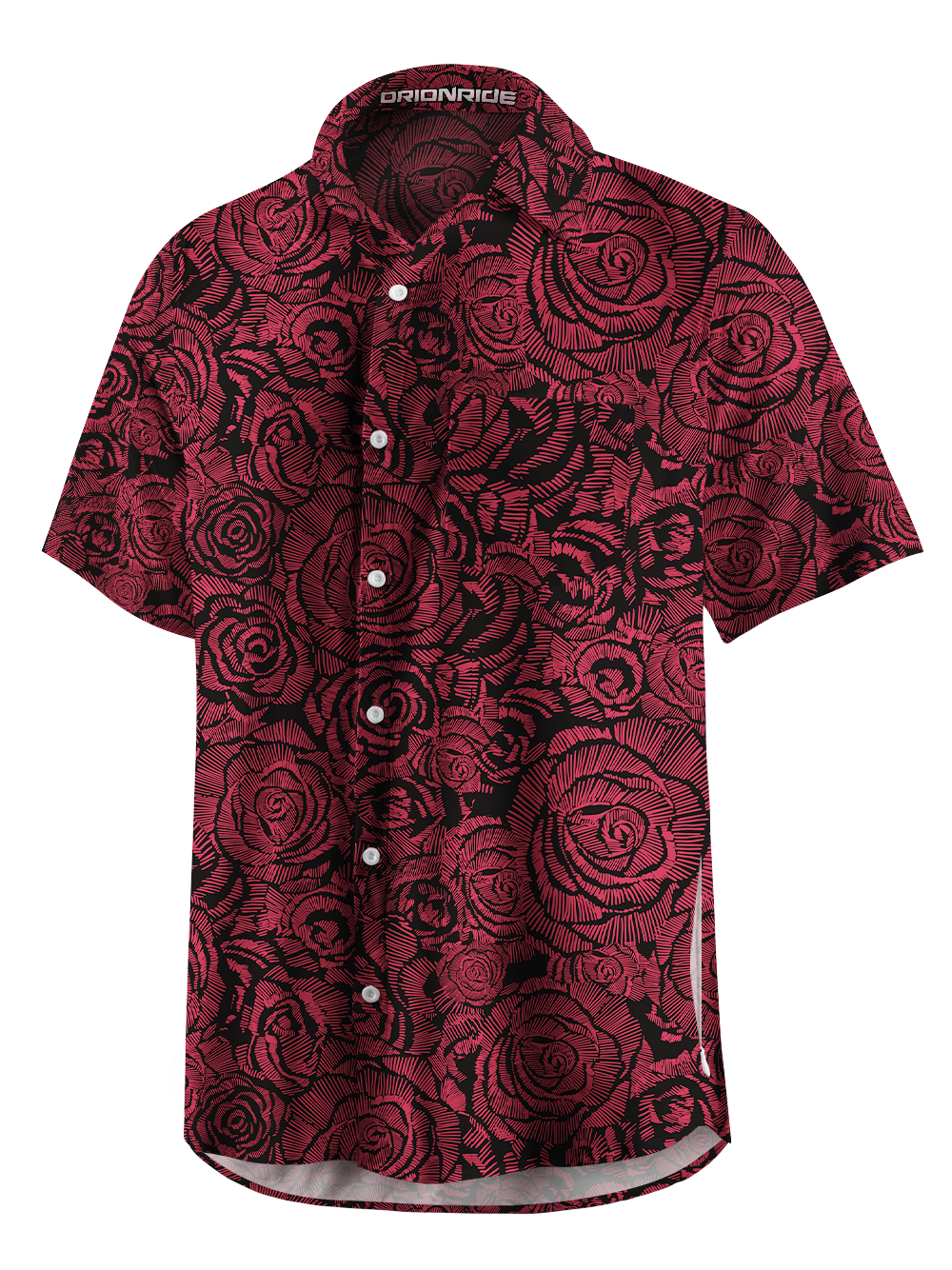 Orionride Rose Outline Zipper Pockets Ultra Lightweight Short Sleeves Gravel Shirt