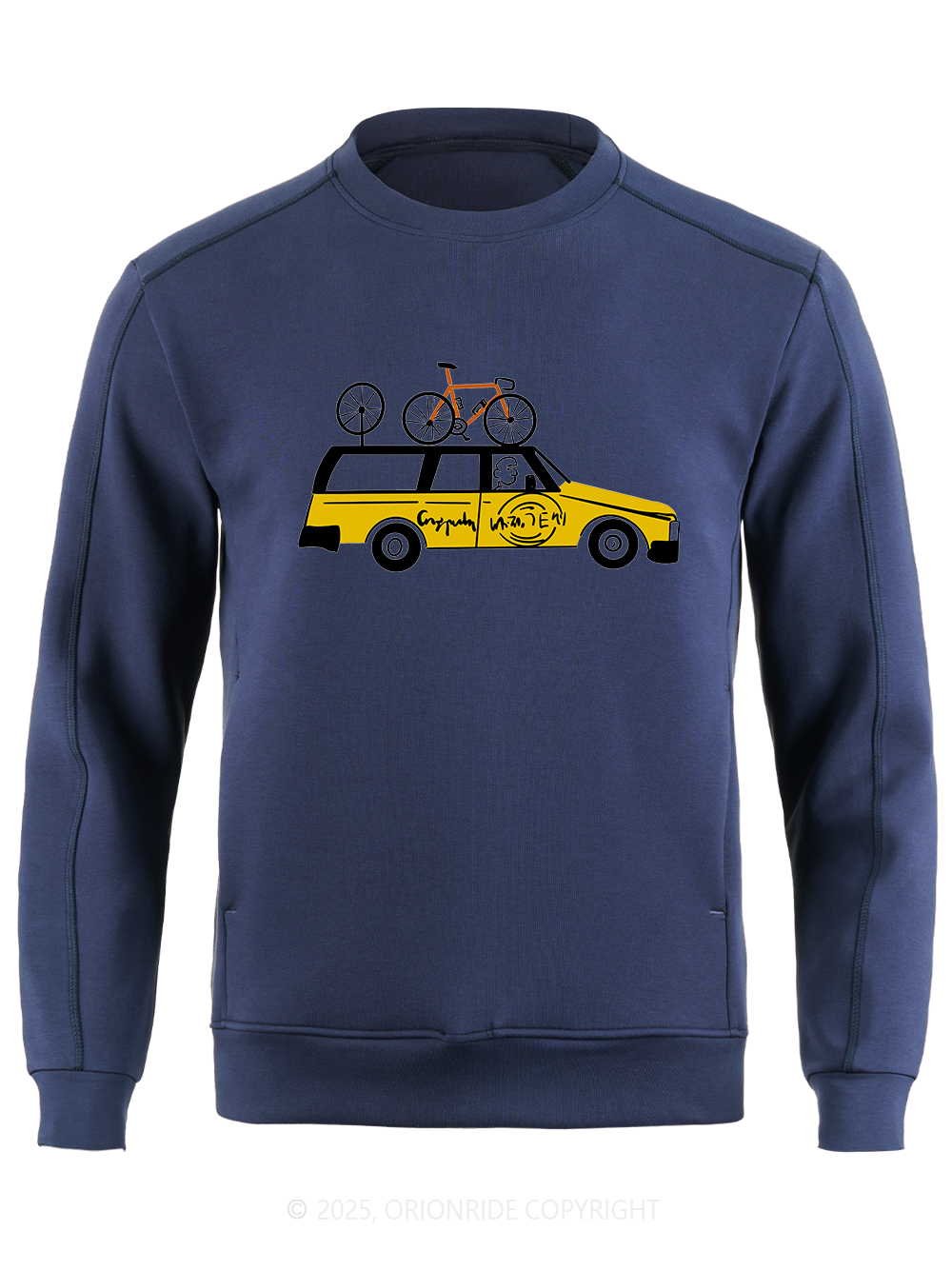Orionride Yellow Car Long Sleeve Bike Sweatshirt