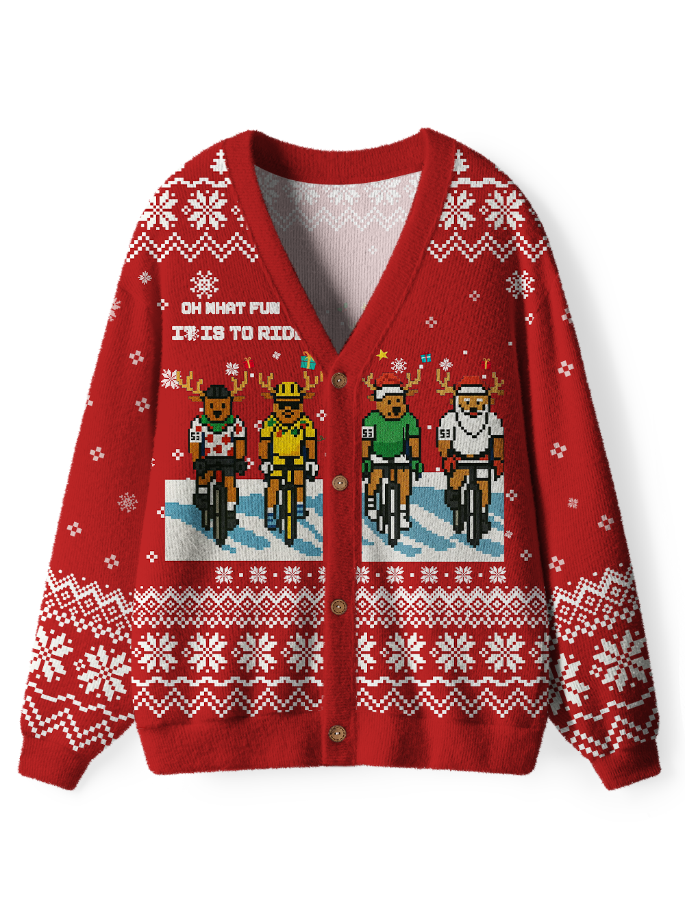 Orionride Christmas Reindeer Men's Cardigan Knit Sweaters