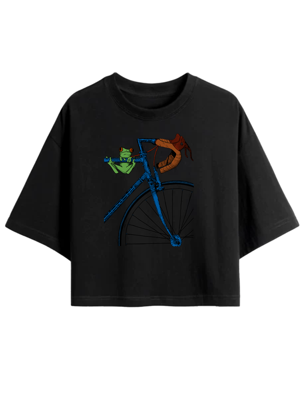 Orionride Frog On The Frame Women's Oversize Cycling Crop Tops