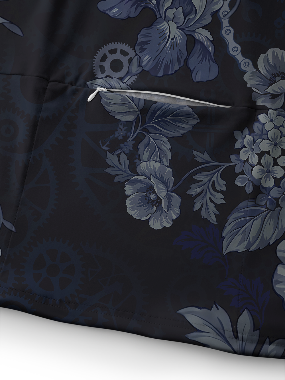 Orionride Dark Floral Pattern Long Sleeve Cycling Hoodie Shirt