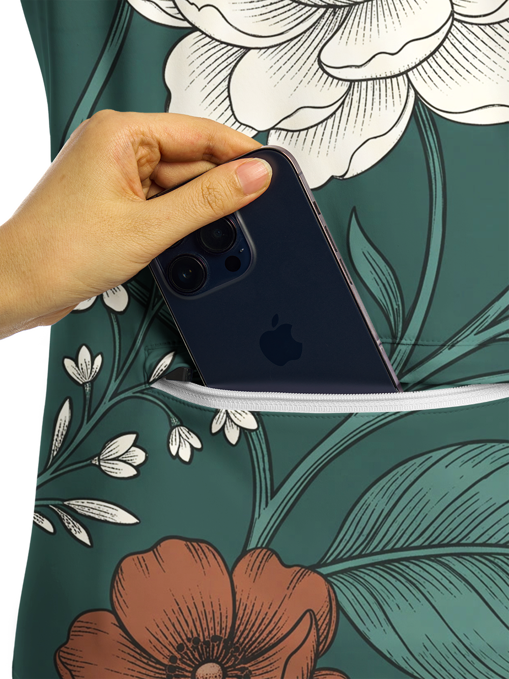 Orionride Vintage Jade Florals Women's Long Sleeve Cycling Hoodie Shirt
