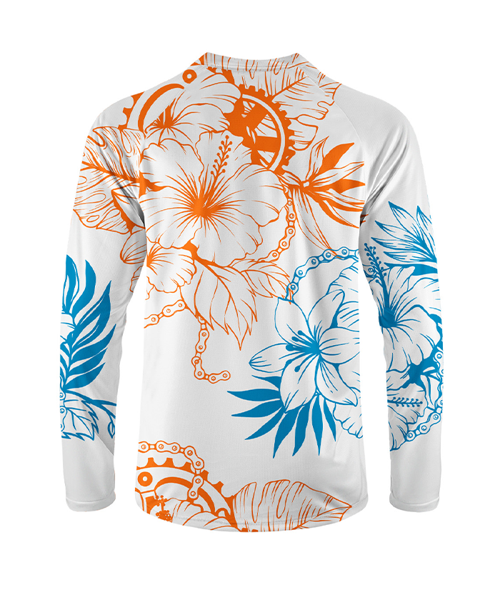 Orionride Bright Hibiscus Flowers Long Sleeve Downhill Jersey