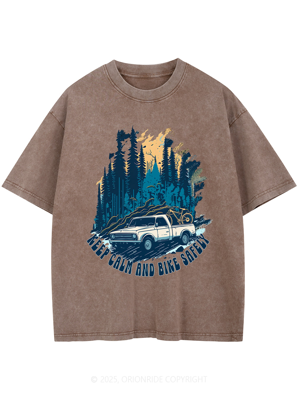 Orionride Keep Calm Short Sleeves Bike Washed T-Shirt
