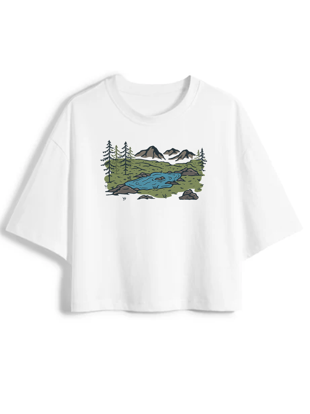 Orionride Mountain Scenery Women's Oversize Cycling Crop Tops