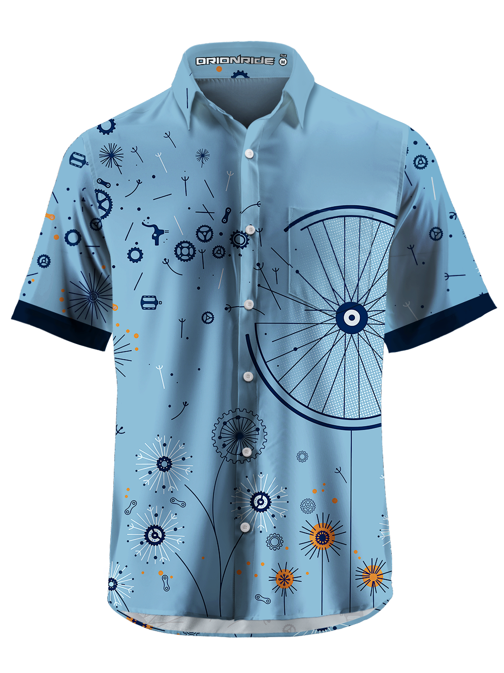 Orionride Mechanical Dandelion Zipper Pockets Ultra Lightweight Short Sleeves Gravel Shirt