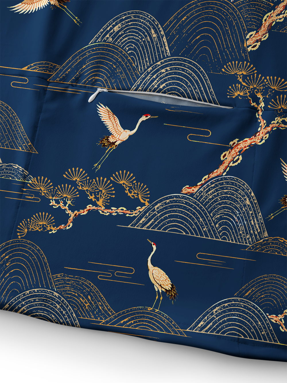 Orionride Golden Crane Long Sleeve Cycling Hoodie Shirt