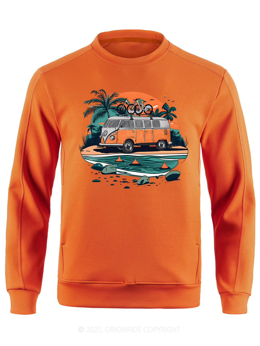 Orionride Beach Retro Car Long Sleeve Bike Sweatshirt