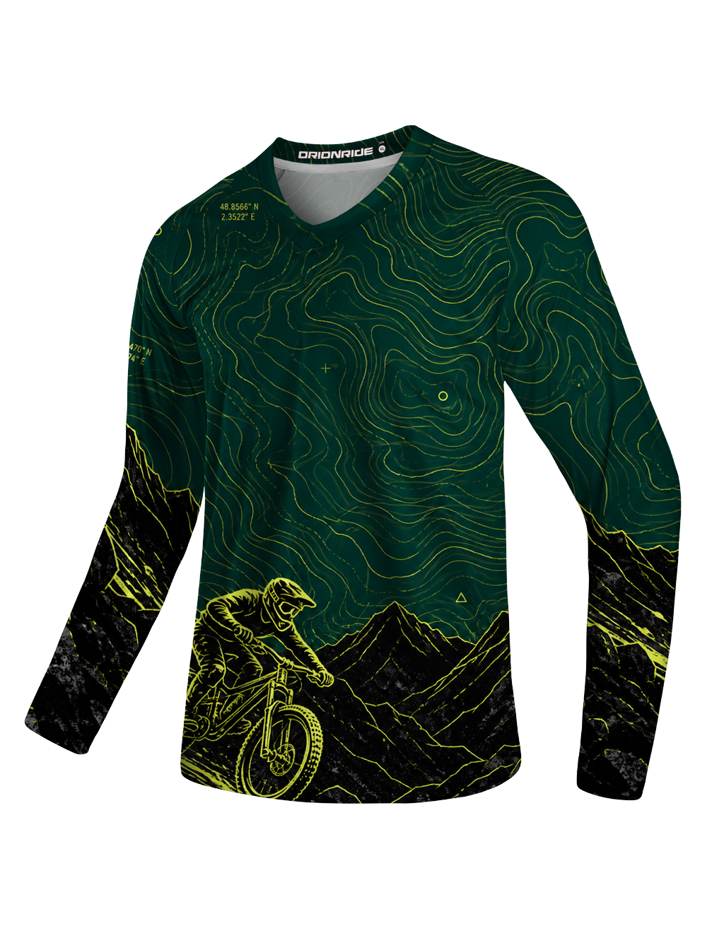 Orionride Topographic Noir Long Sleeve Downhill Jersey