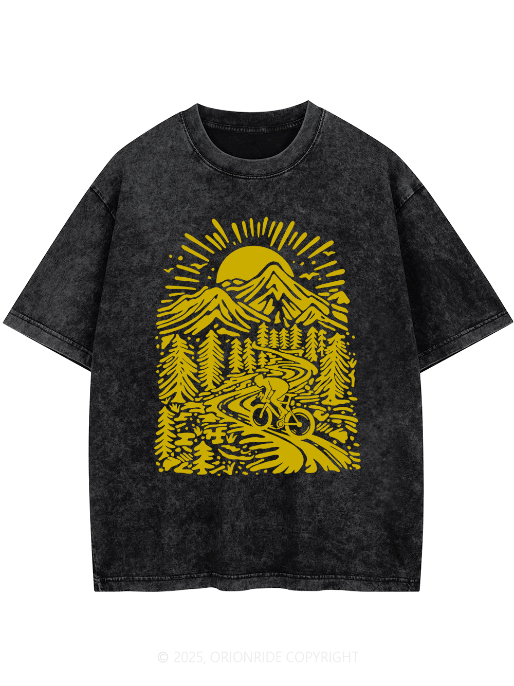 Orionride Sunrise In The Mountain Short Sleeves Bike Washed T-Shirt