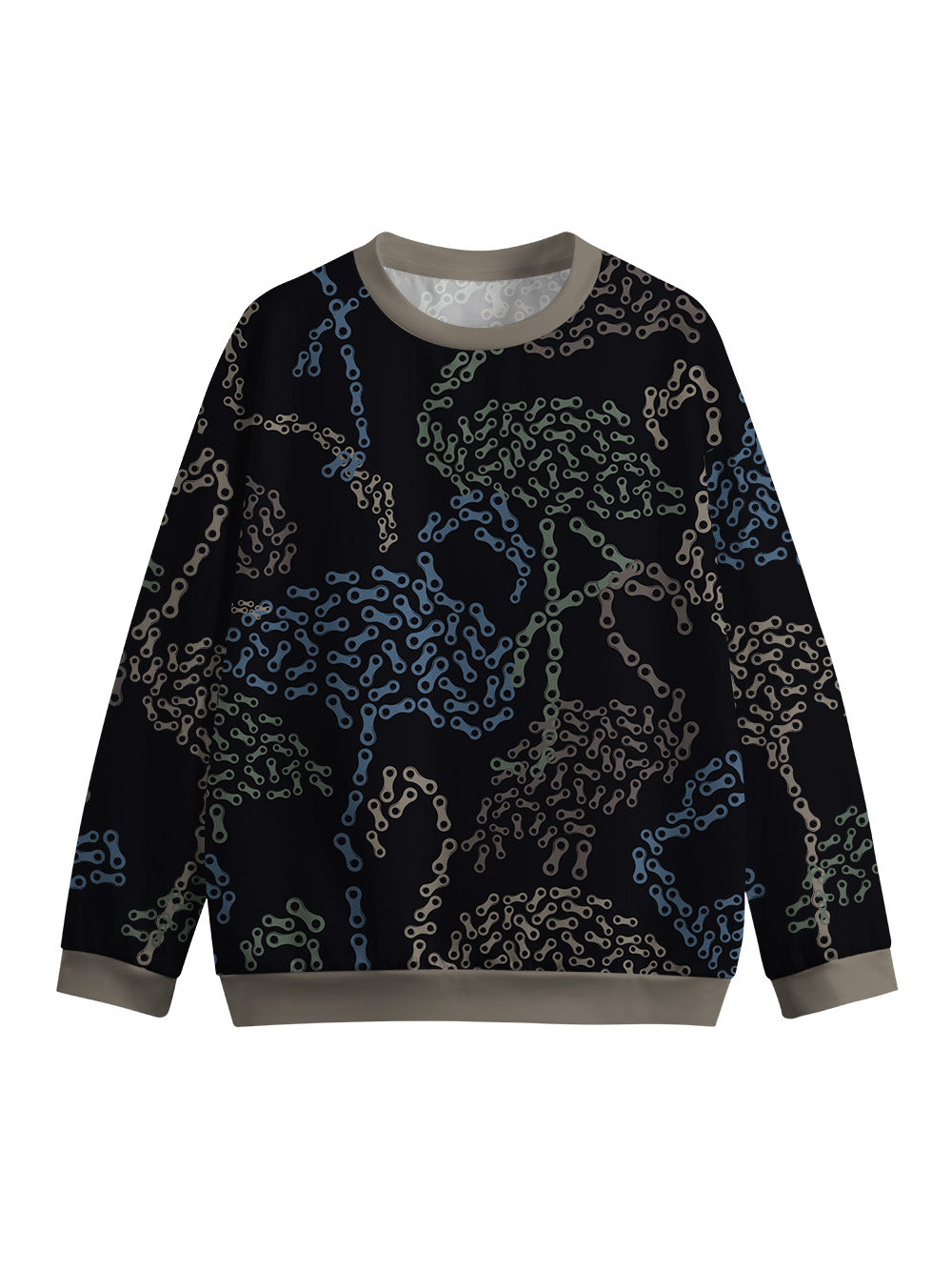 Orionride Chain Flamingos Crew Neck Pullover Sweatshirt