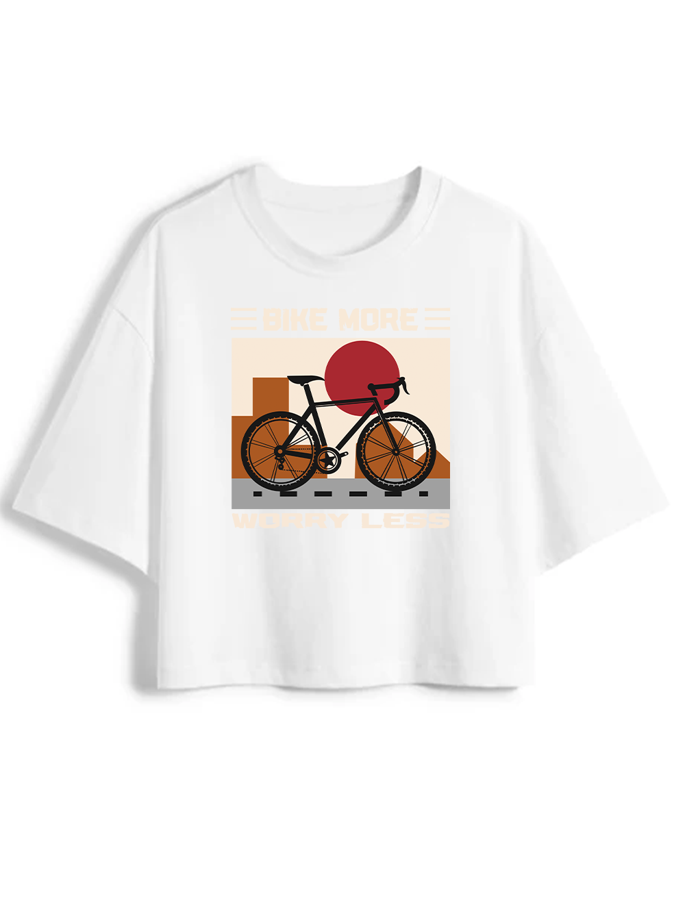 Orionride Bike More Worry Less Women's Oversize Cycling Crop Tops