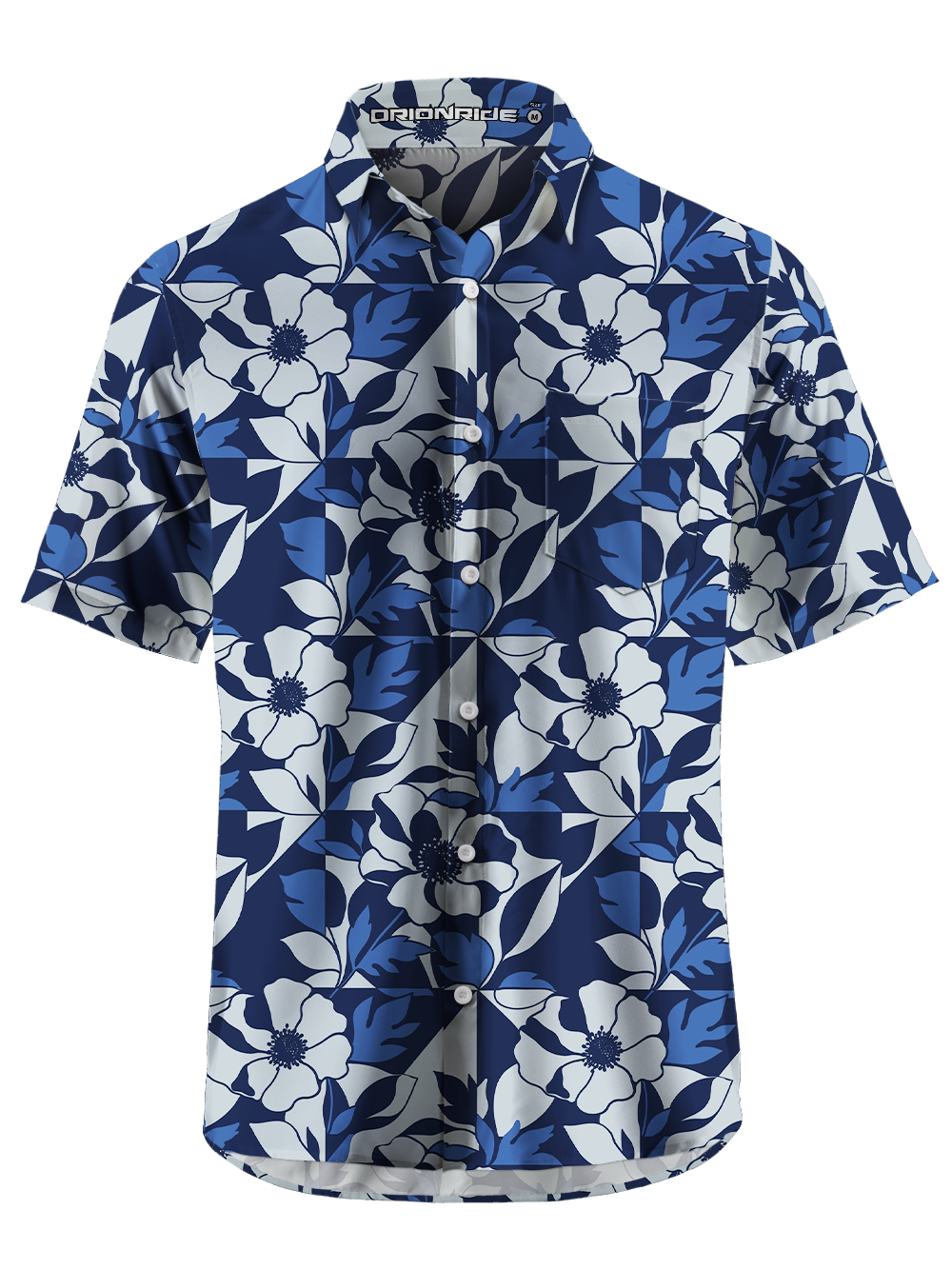 Orionride Geometric Bloom Zipper Pockets Ultra Lightweight Short Sleeves Gravel Shirt