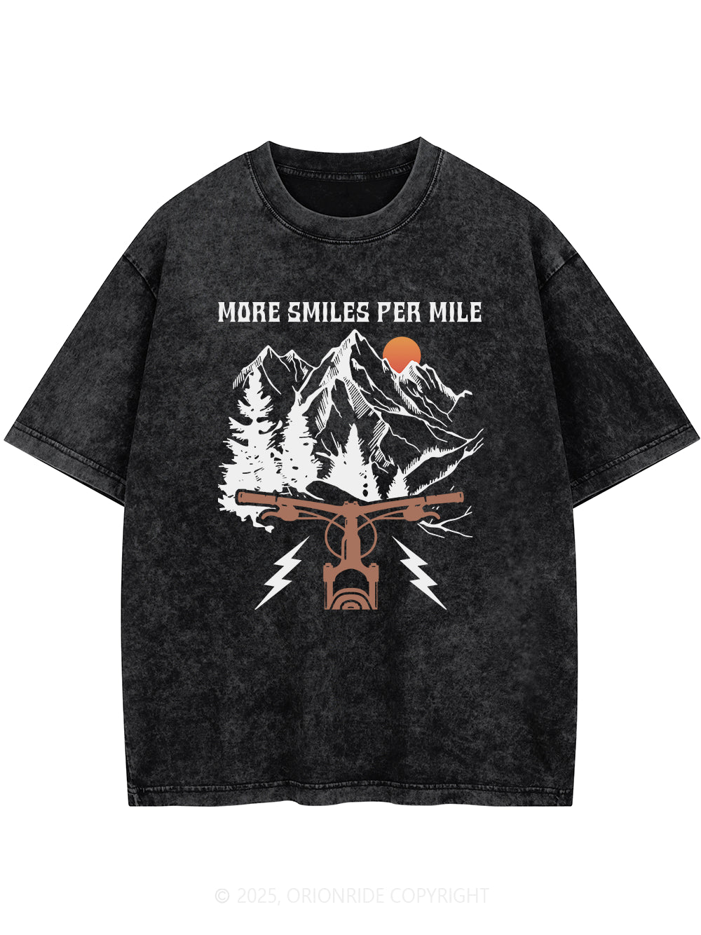 Orionride More Smiles Per Mile Short Sleeves Bike Washed T-Shirt