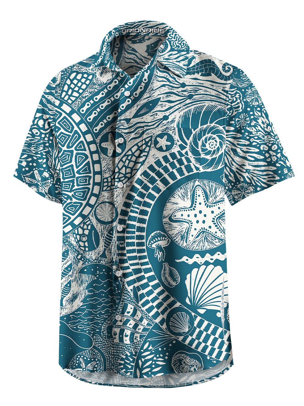 Orionride Starfish And Seashells Zipper Pockets Ultra Lightweight Short Sleeves Gravel Shirt
