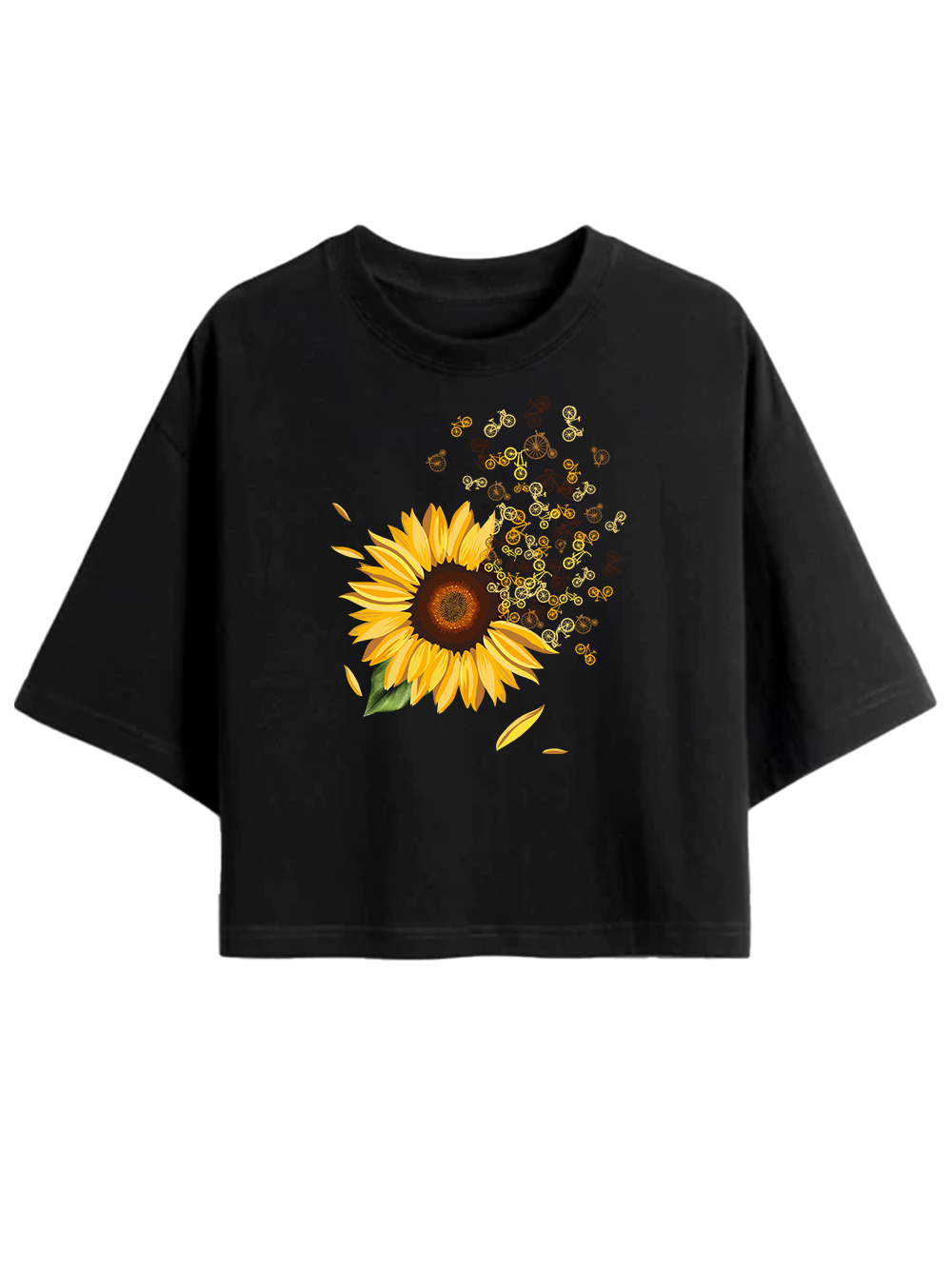 Orionride Blooming Sunflowers Women's Oversize Cycling Crop Tops