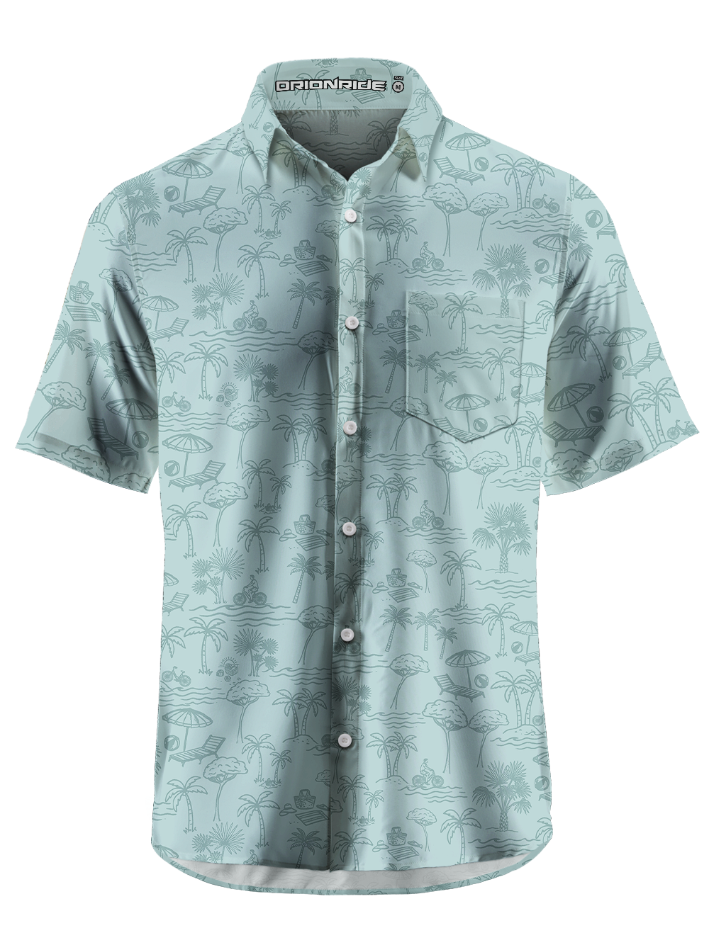 Orionride Beach Coconut Trees Zipper Pockets Ultra Lightweight Short Sleeves Gravel Shirt