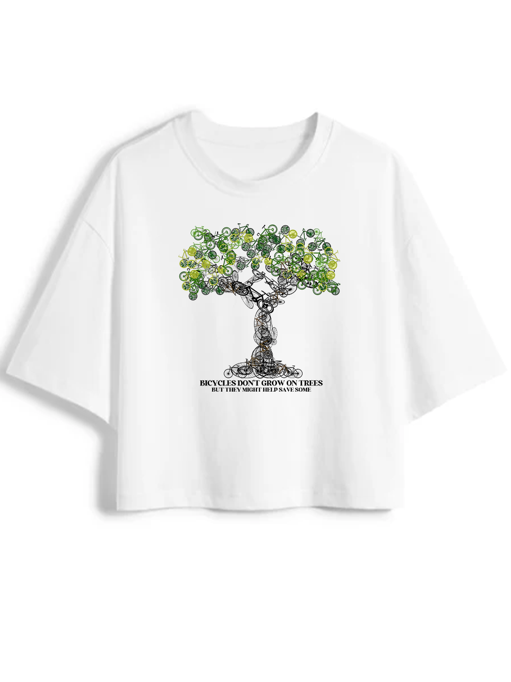 Orionride Bicycle Tree Art Women's Oversize Cycling Crop Tops