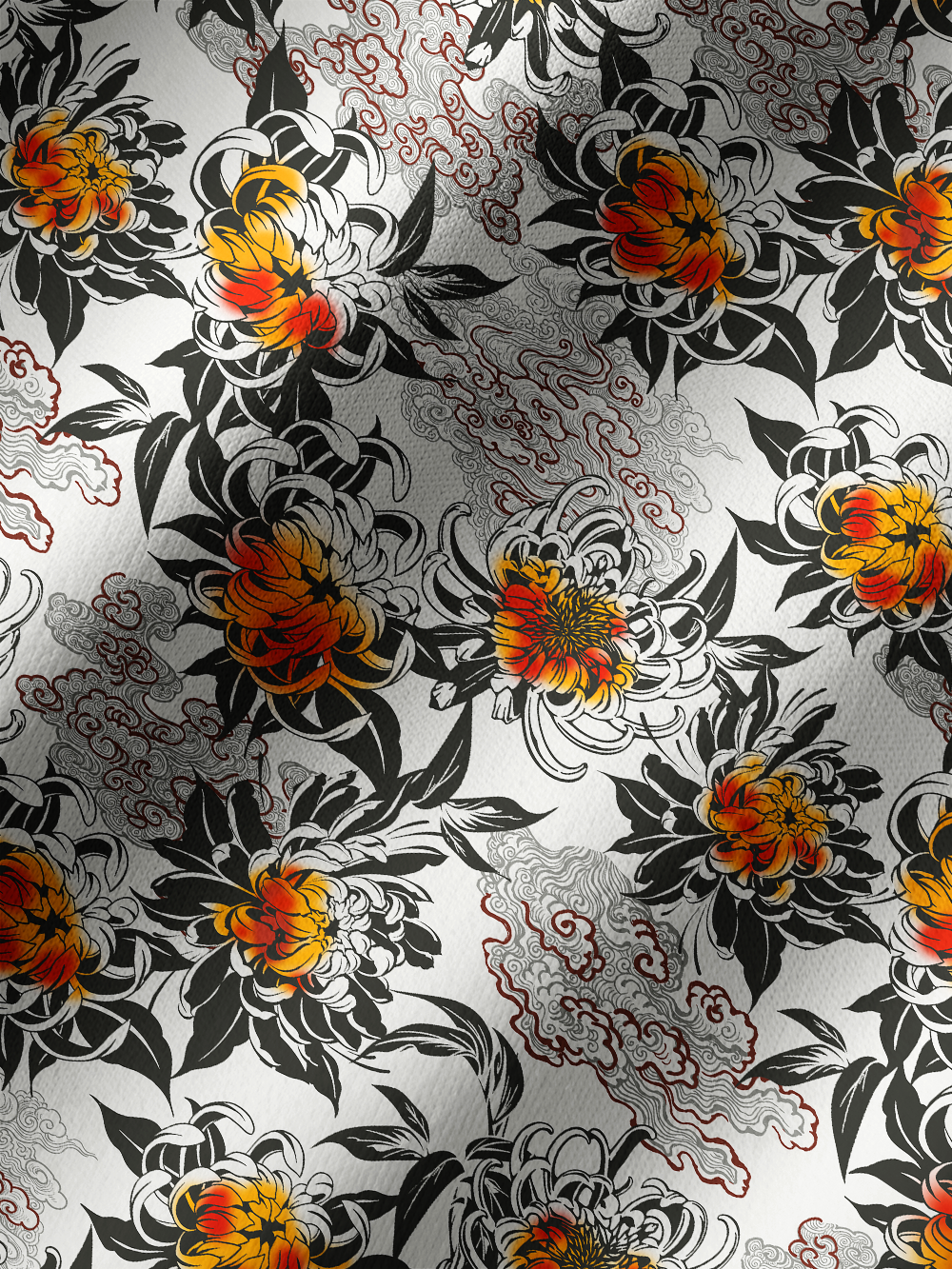 Orionride Chrysanthemums In Full Bloom Long Sleeve Cycling Hoodie Shirt