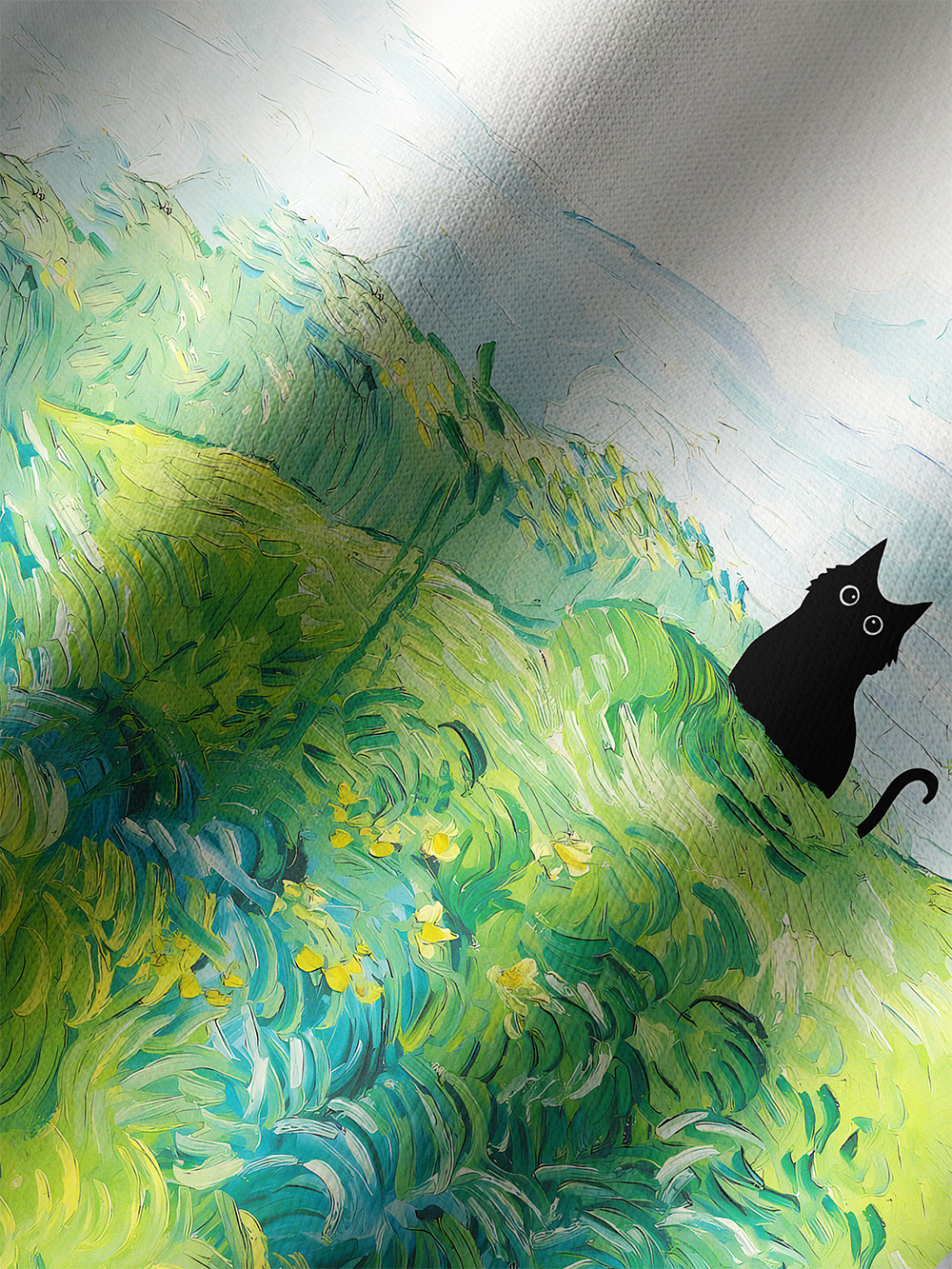 Orionride Oil Painting Black Cat Long Sleeve Cycling Hoodie Shirt