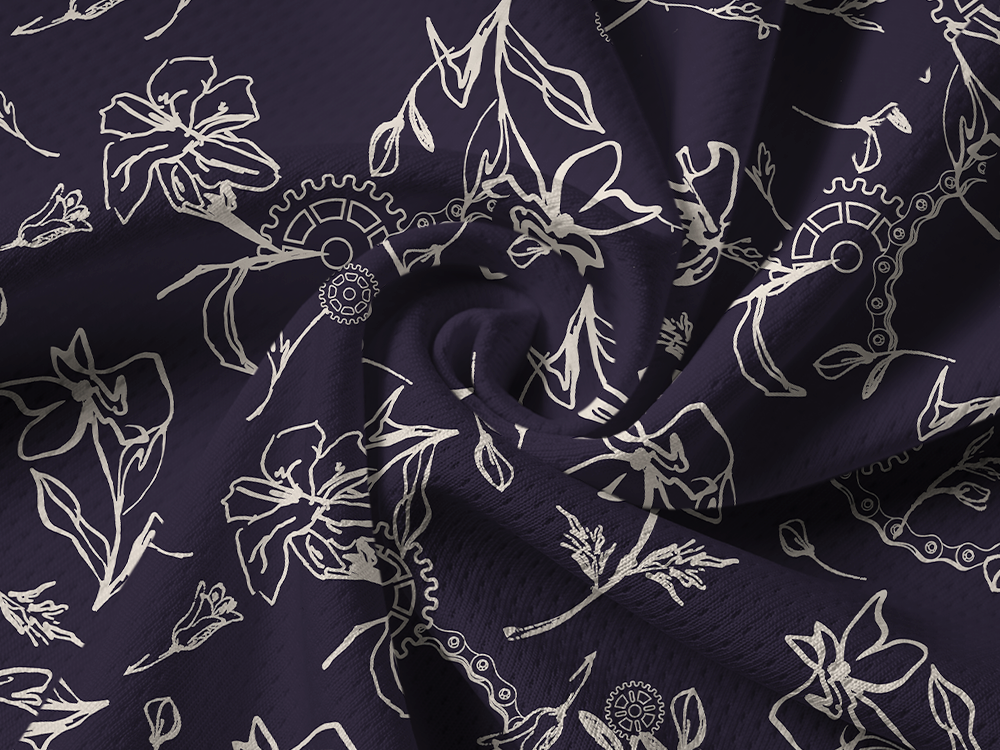 Orionride Linear Gear Flower Long Sleeve Half Zipper Mountain Bike Jersey