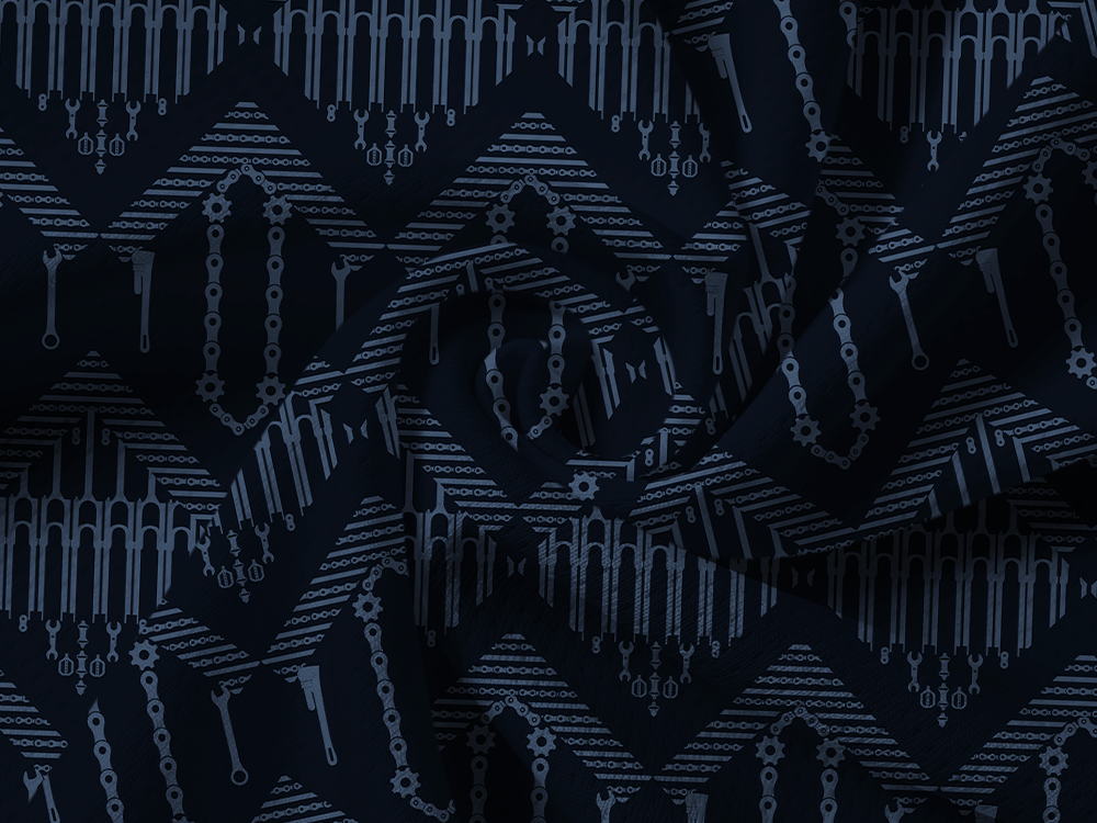 Orionride Checkered Chain Long Sleeve Half Zipper Mountain Bike Jersey