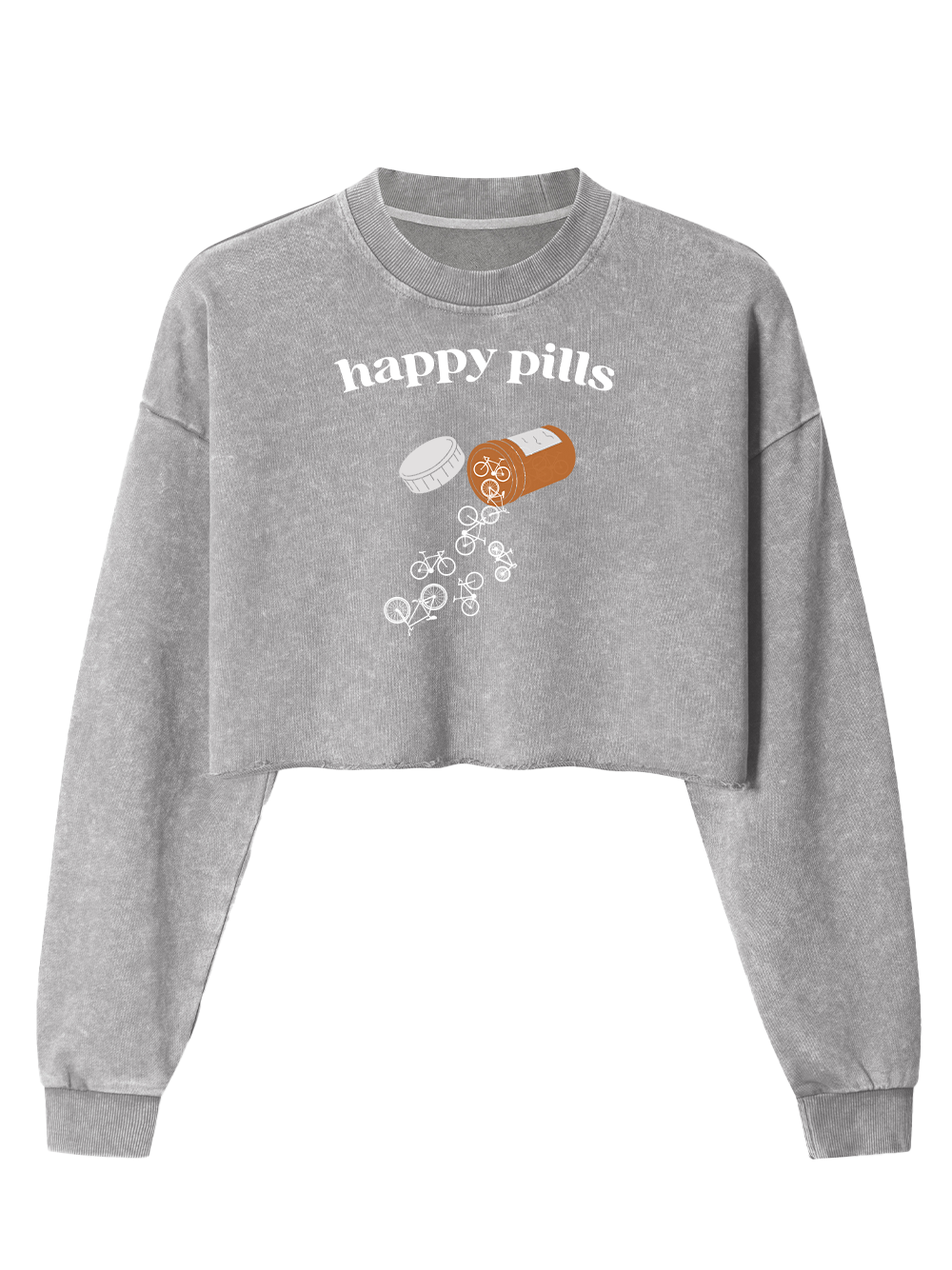 Orionride Happy Pills Women's Washed Crop Sweatshirt