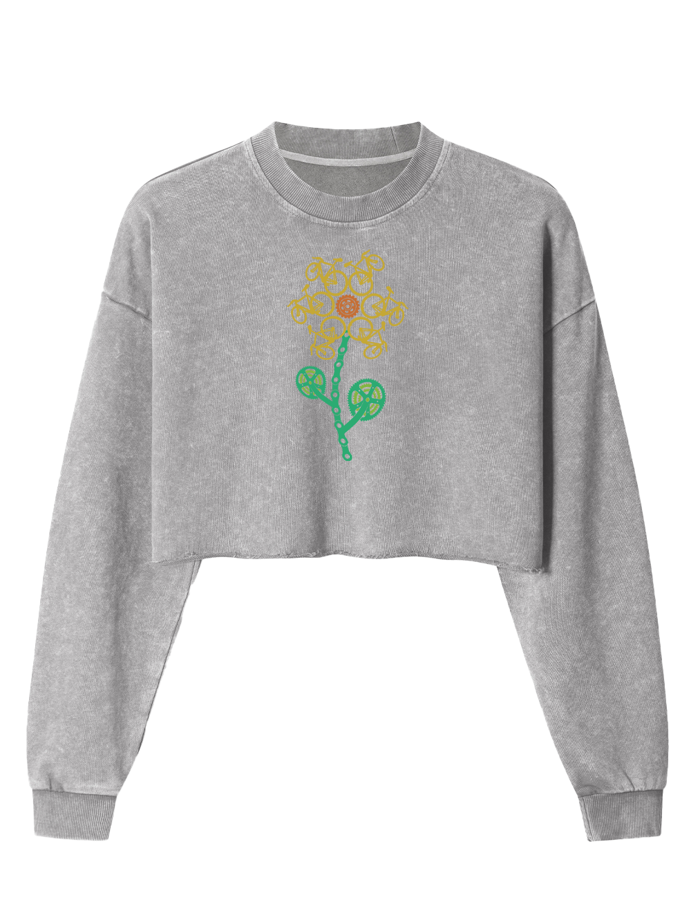 Orionride Sunflower Cycling Women's Washed Crop Sweatshirt