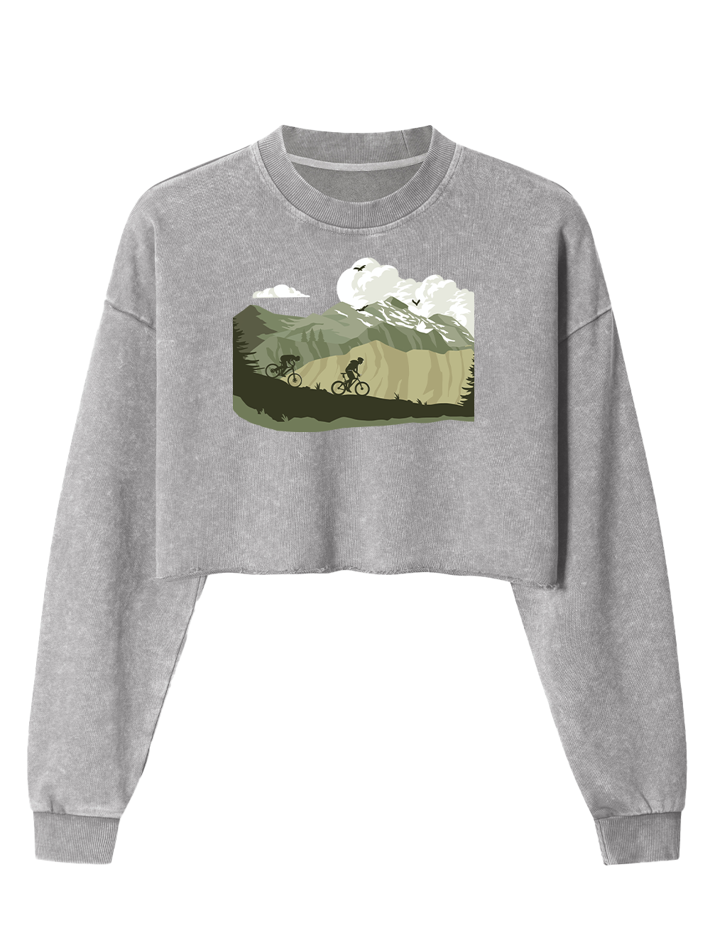 Orionride Mountain Racing Women's Washed Crop Sweatshirt