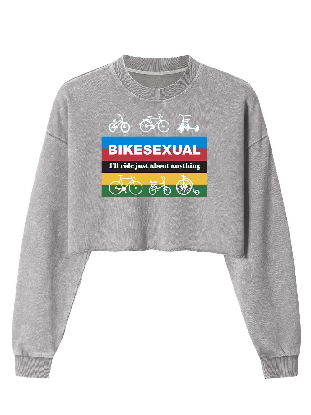 Orionride Color Strip Cycling Women's Washed Crop Sweatshirt