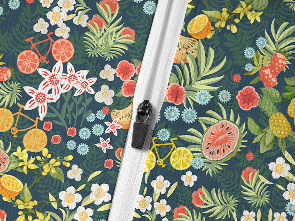 Orionride Juicy Fruit Long Sleeve Half Zipper Mountain Bike Jersey