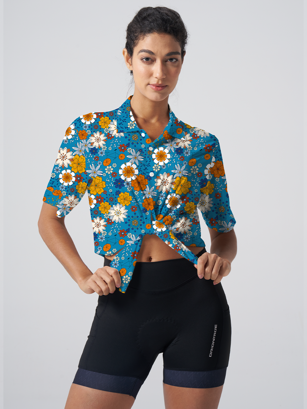 Orionride Fragrant Flowers Zipper Pockets Ultra Lightweight Short Sleeves Women's Gravel Shirt