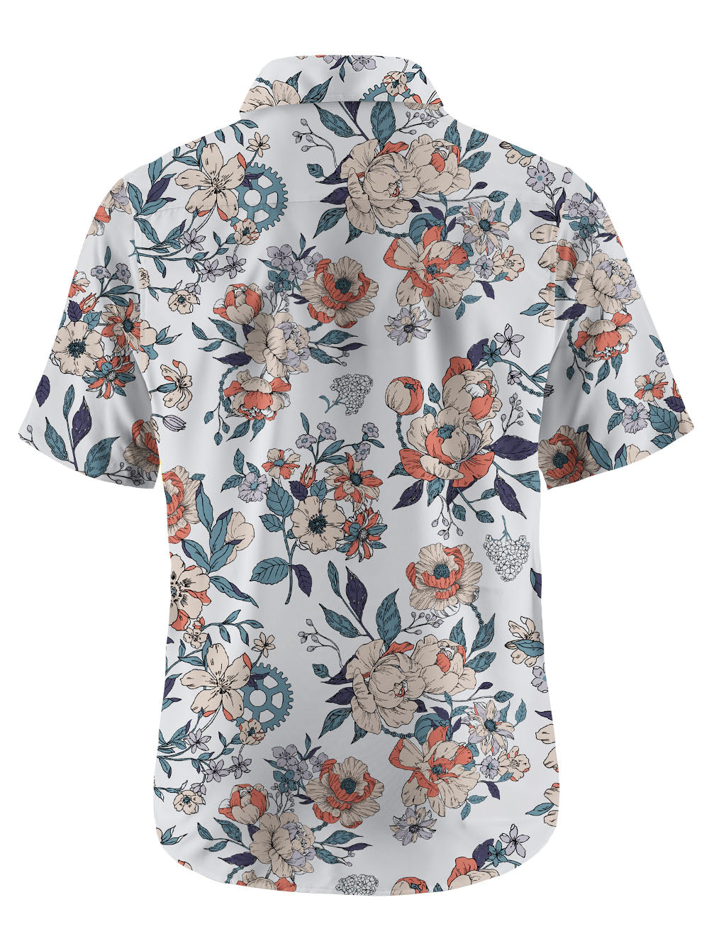 Orionride Buds Of Flowers Zipper Pockets Ultra Lightweight Short Sleeves Gravel Shirt