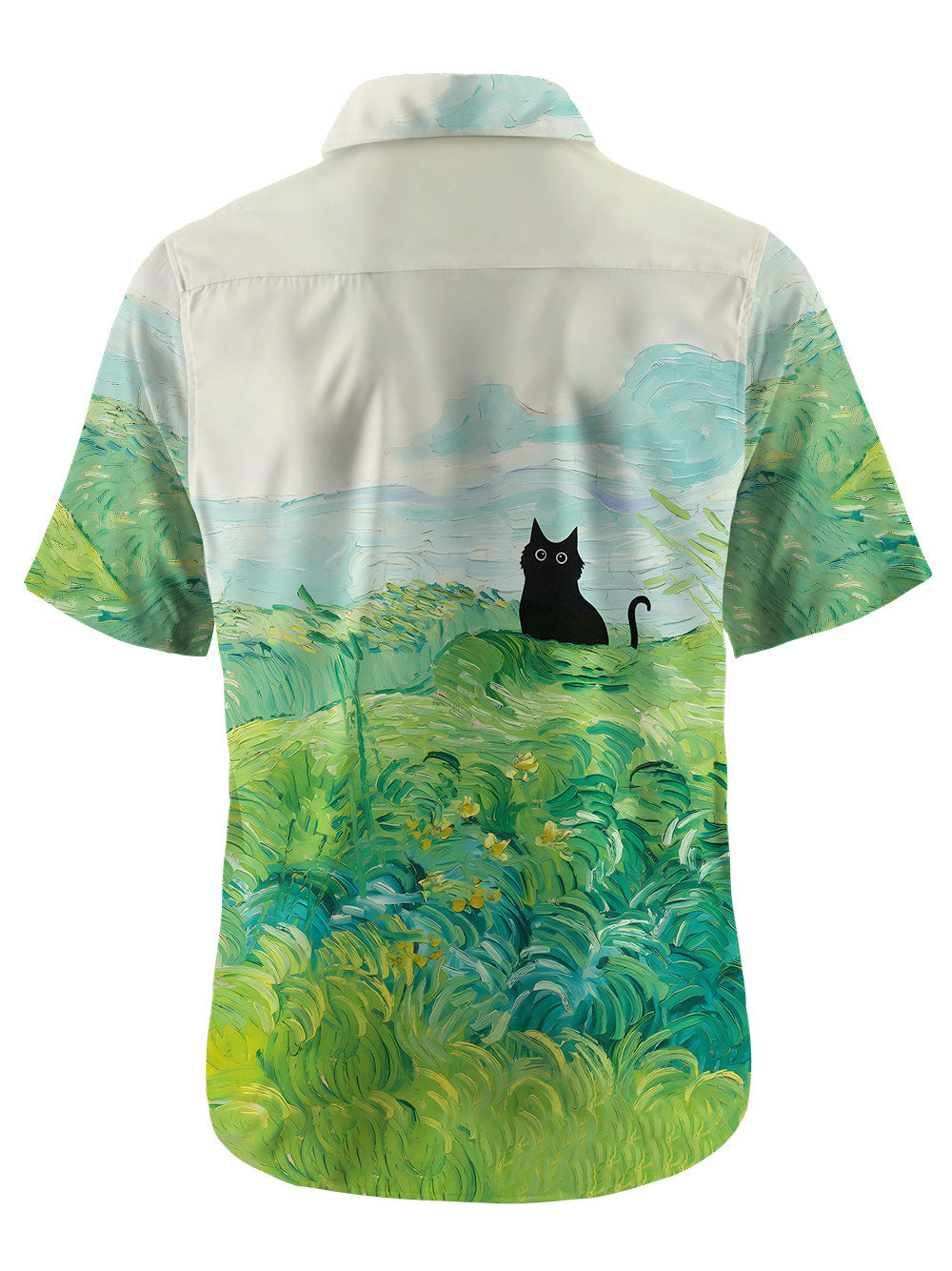 Orionride Short Sleeves Oil Painting Black Cat Ultra Lightweight Hawaiian shirt