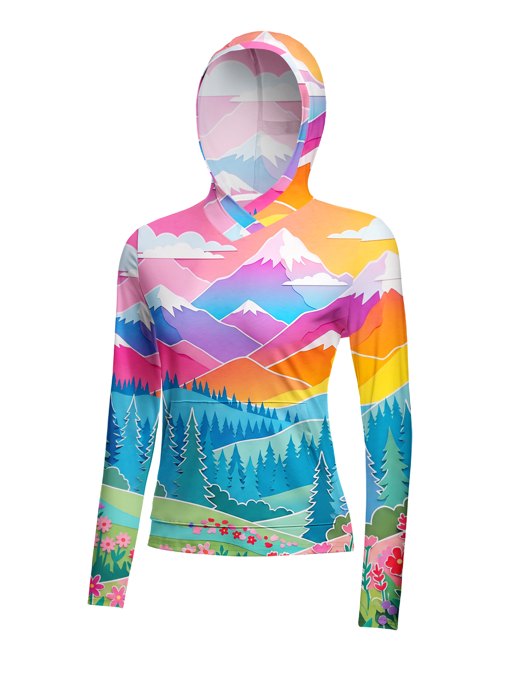 Orionride Painting Nature in Color Women's Long Sleeve Cycling Hoodie Shirt