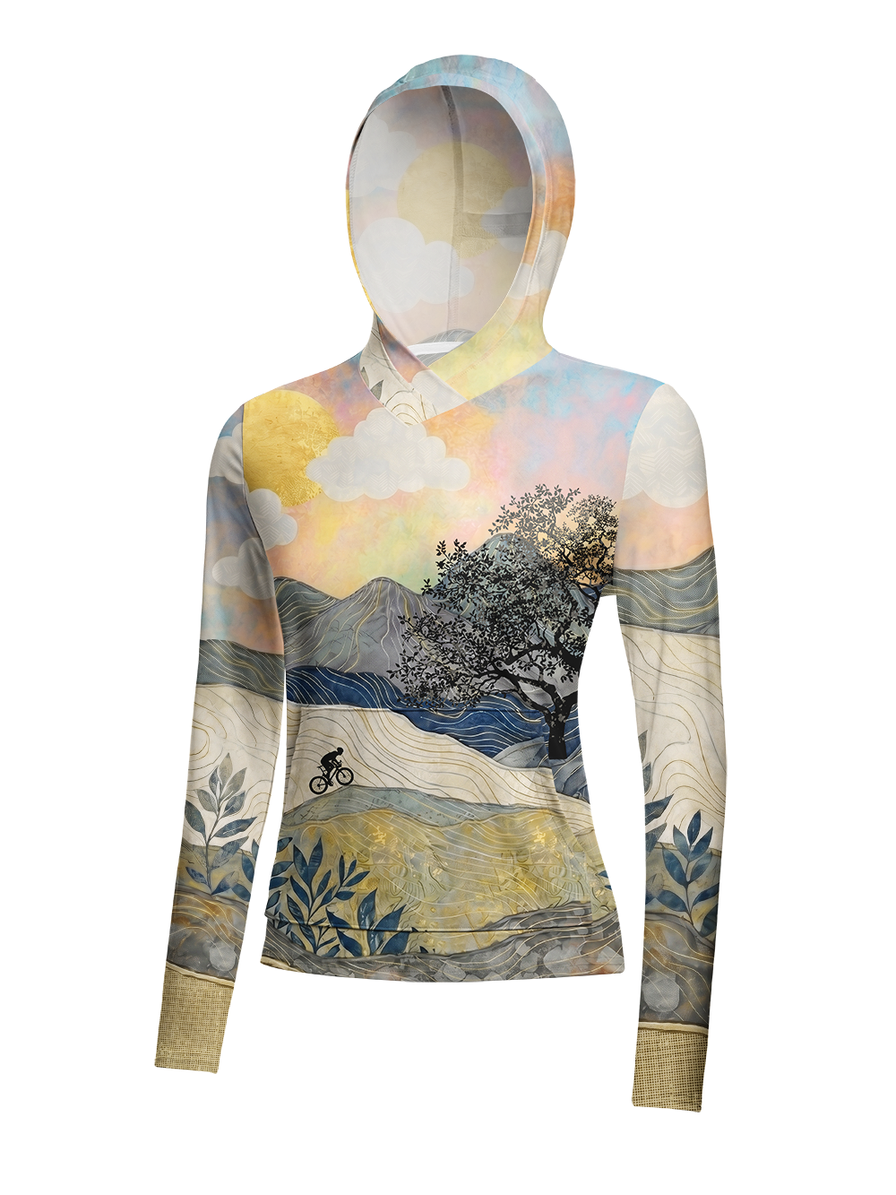 Orionride Mountains And Rivers Women's Long Sleeve Cycling Hoodie Shirt