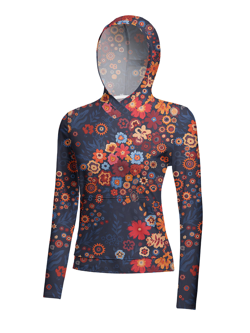 Orionride Mechanical Florals Women's Long Sleeve Cycling Hoodie Shirt