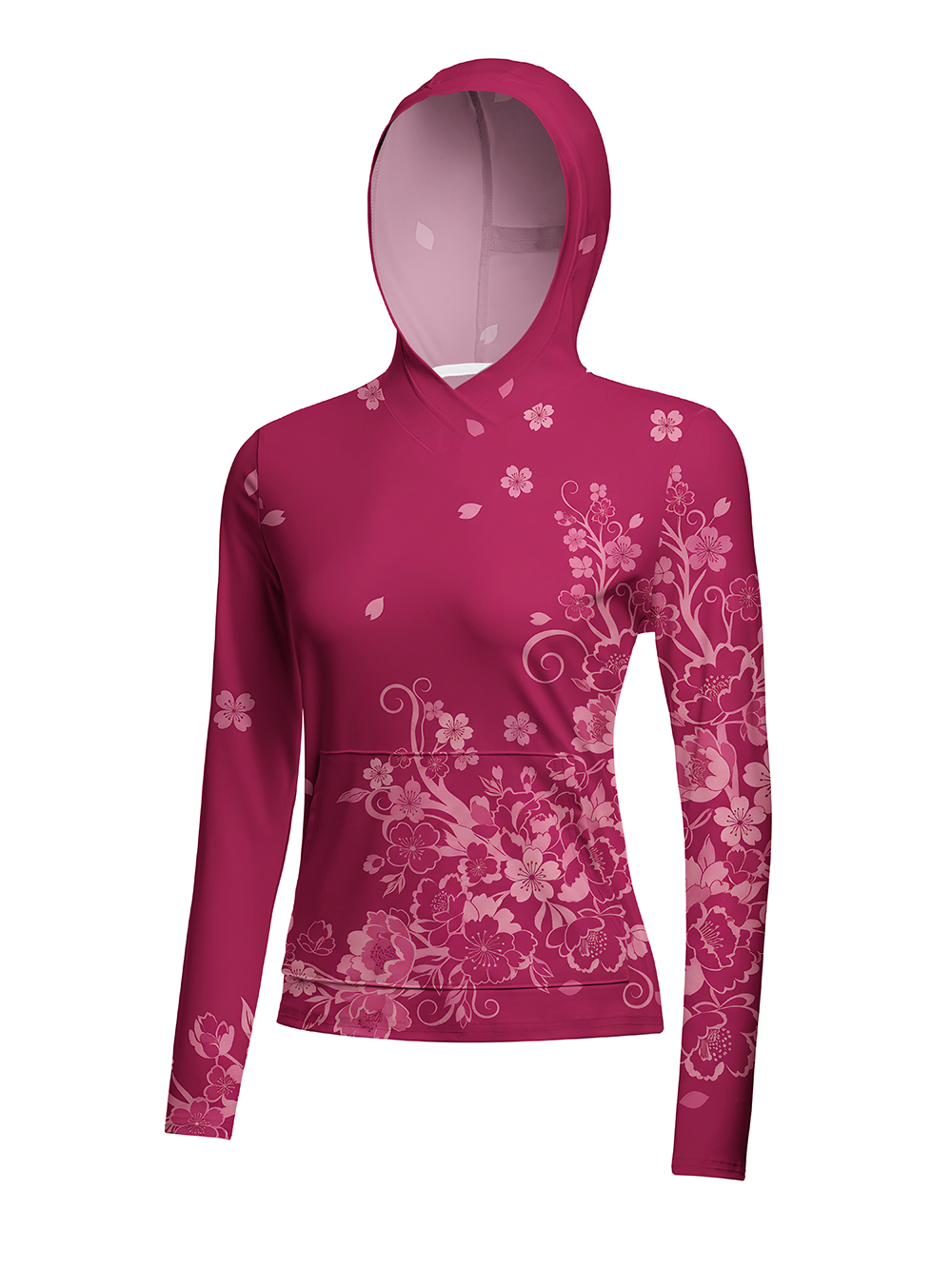 Orionride Gradient Cherry Blossoms Women's Long Sleeve Cycling Hoodie Shirt