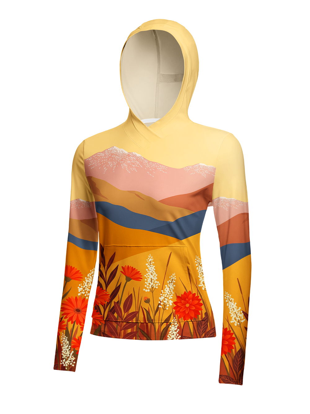 Orionride Autumn Meadow Women's Long Sleeve Cycling Hoodie Shirt