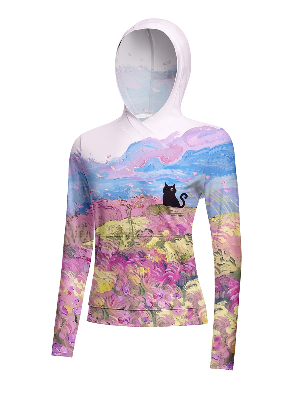 Orionride Dreamy Flower Field Women's Long Sleeve Cycling Hoodie Shirt